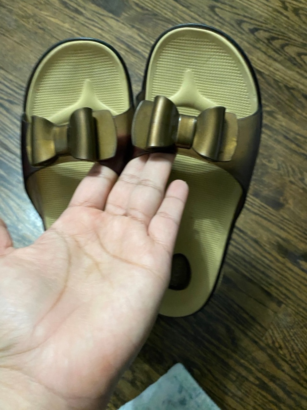 Women’s Bow Slide Sandals in Bronze